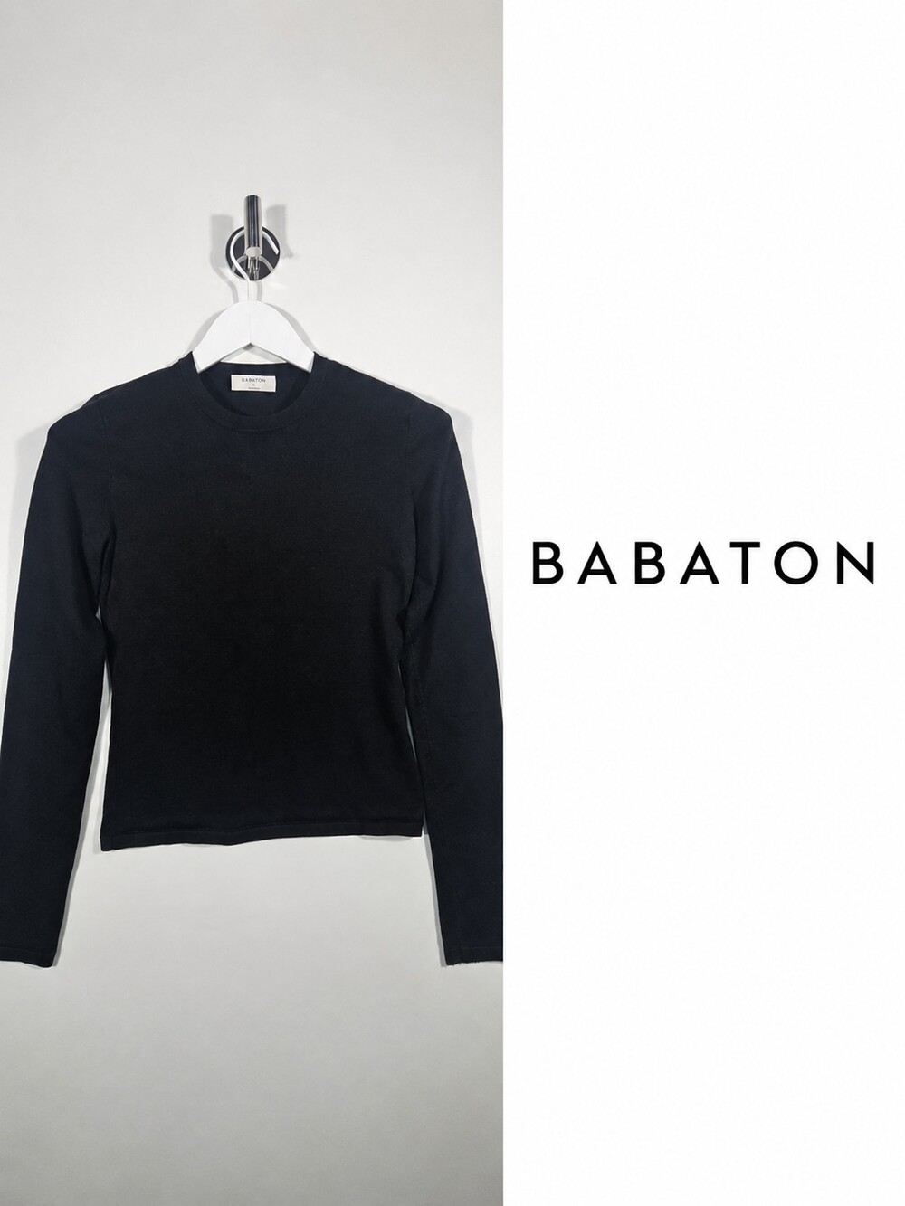 Babaton Black Long Sleeve Crew Neck Top – Size Small